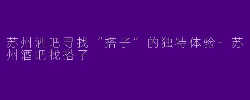 苏州酒吧寻找“搭子”的独特体验