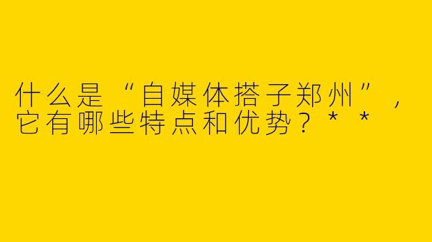 什么是“自媒体搭子郑州”，它有哪些特点和优势？**