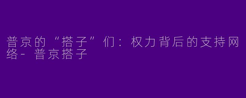 普京的“搭子”们：权力背后的支持网络-普京搭子