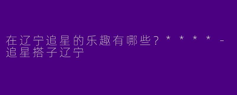 在辽宁追星的乐趣有哪些？****