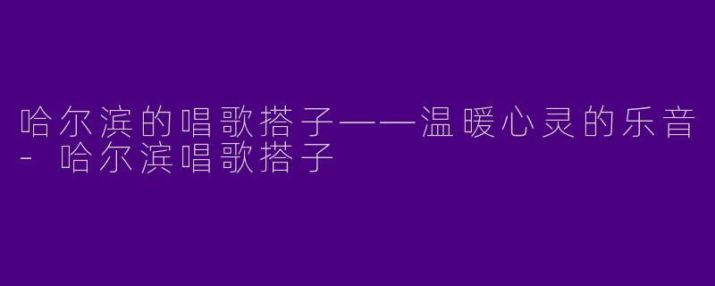 哈尔滨的唱歌搭子——温暖心灵的乐音-哈尔滨唱歌搭子
