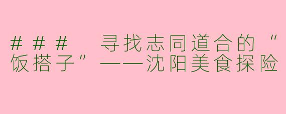 ### 寻找志同道合的“饭搭子”——沈阳美食探险