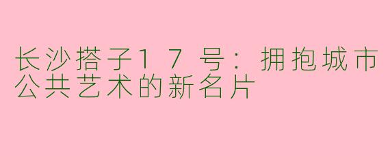 长沙搭子17号：拥抱城市公共艺术的新名片