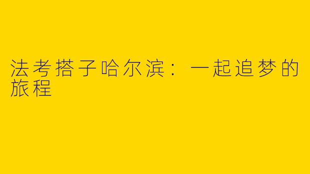 法考搭子哈尔滨：一起追梦的旅程
