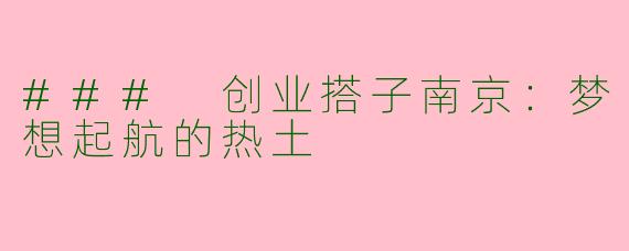 ### 创业搭子南京：梦想起航的热土