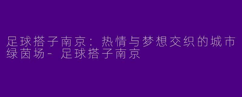 足球搭子南京：热情与梦想交织的城市绿茵场-足球搭子南京