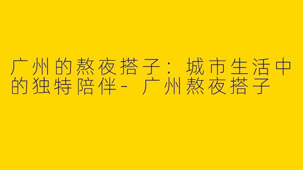 广州的熬夜搭子：城市生活中的独特陪伴