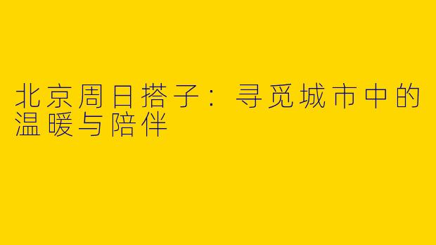 北京周日搭子：寻觅城市中的温暖与陪伴