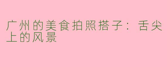广州的美食拍照搭子：舌尖上的风景
