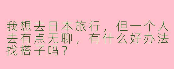我想去日本旅行，但一个人去有点无聊，有什么好办法找搭子吗？