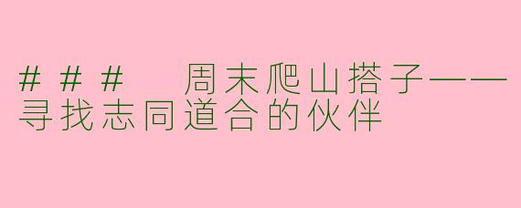 ### 周末爬山搭子——寻找志同道合的伙伴