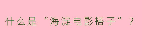 什么是“海淀电影搭子”?