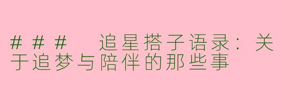 ### 追星搭子语录：关于追梦与陪伴的那些事