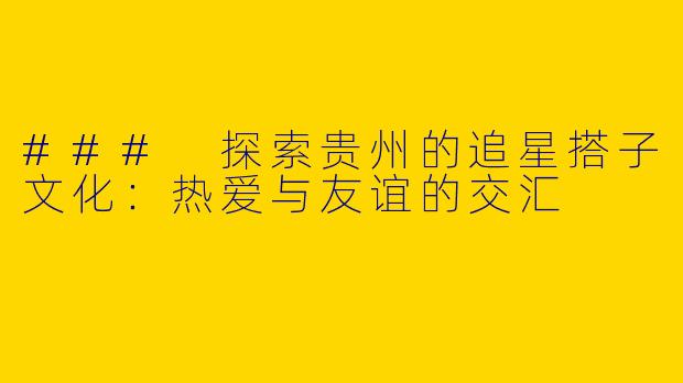 ### 探索贵州的追星搭子文化：热爱与友谊的交汇