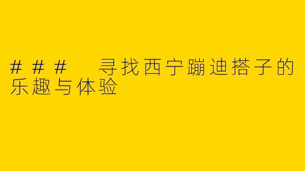 ### 寻找西宁蹦迪搭子的乐趣与体验