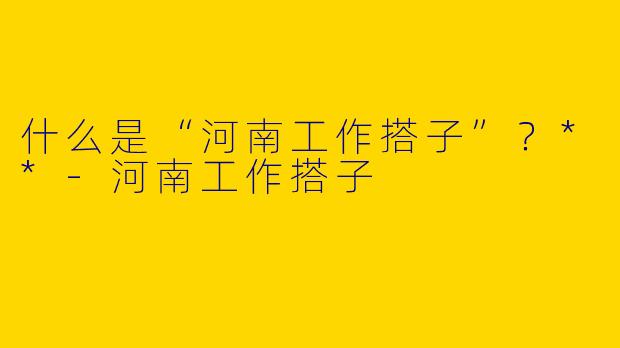 什么是“河南工作搭子”？**