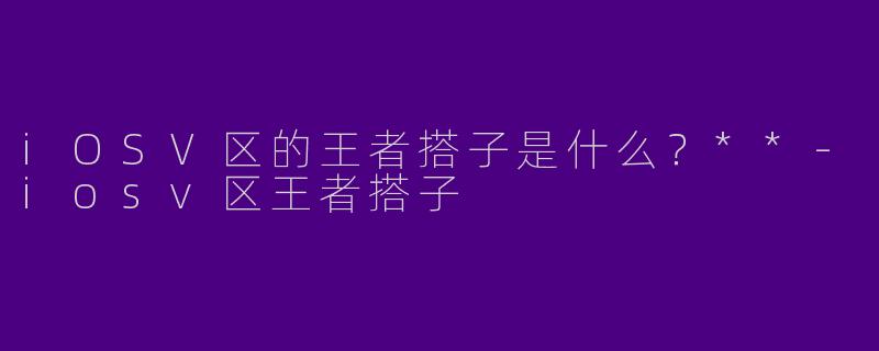 iOSV区的王者搭子是什么？**-iosv区王者搭子