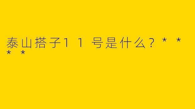 泰山搭子11号是什么？****