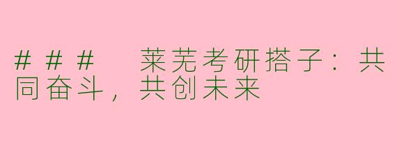 ### 莱芜考研搭子：共同奋斗，共创未来