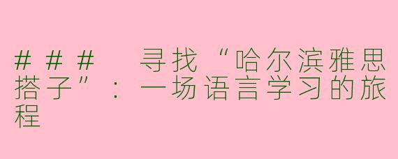 ### 寻找“哈尔滨雅思搭子”:一场语言学习的旅程