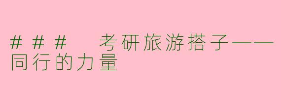 ### 考研旅游搭子——同行的力量