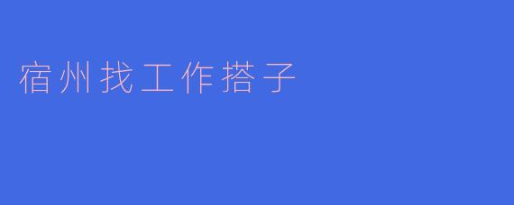 宿州有没有靠谱的找工作搭子可以推荐？**