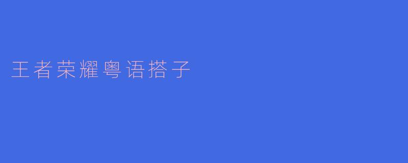 ### 王者荣耀粤语搭子的乐趣与魅力