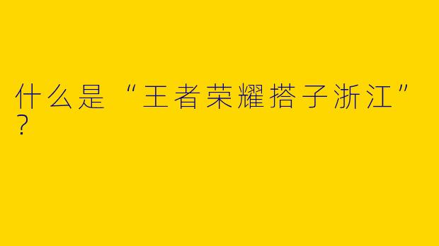 什么是“王者荣耀搭子浙江”?