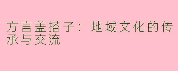 方言盖搭子：地域文化的传承与交流