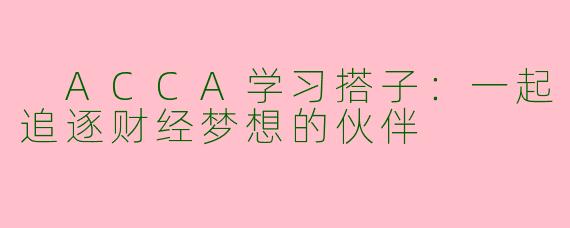  ACCA学习搭子：一起追逐财经梦想的伙伴