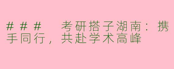 ### 考研搭子湖南：携手同行，共赴学术高峰