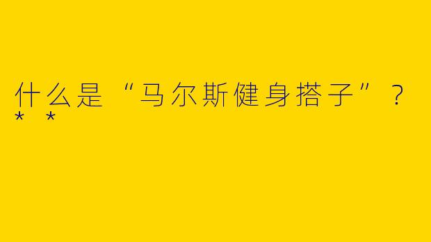 什么是“马尔斯健身搭子”？**
