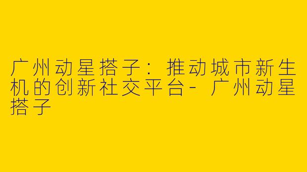广州动星搭子：推动城市新生机的创新社交平台-广州动星搭子