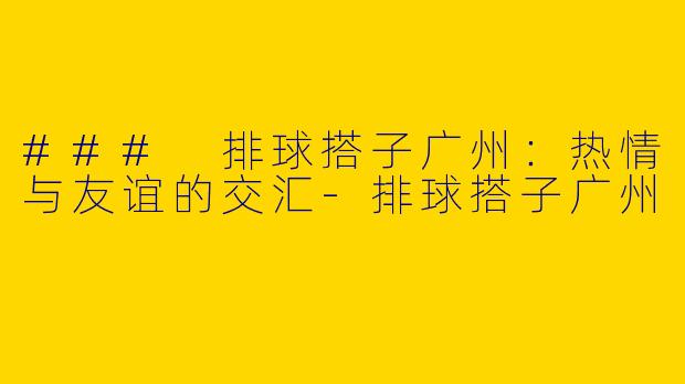 ### 排球搭子广州：热情与友谊的交汇-排球搭子广州