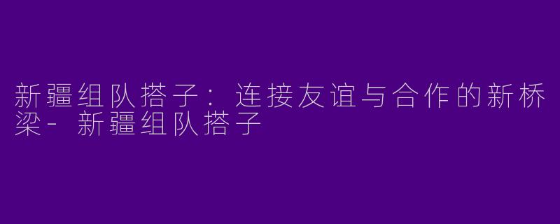 新疆组队搭子：连接友谊与合作的新桥梁-新疆组队搭子