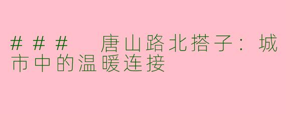 ### 唐山路北搭子：城市中的温暖连接