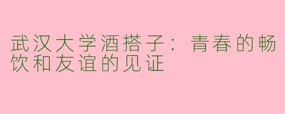武汉大学酒搭子：青春的畅饮和友谊的见证