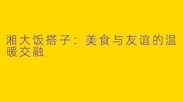 湘大饭搭子：美食与友谊的温暖交融