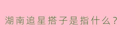 湖南追星搭子是指什么？  
