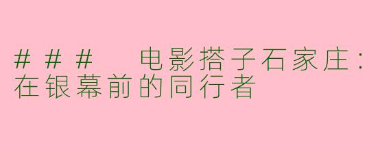 ### 电影搭子石家庄：在银幕前的同行者