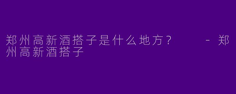 郑州高新酒搭子是什么地方?