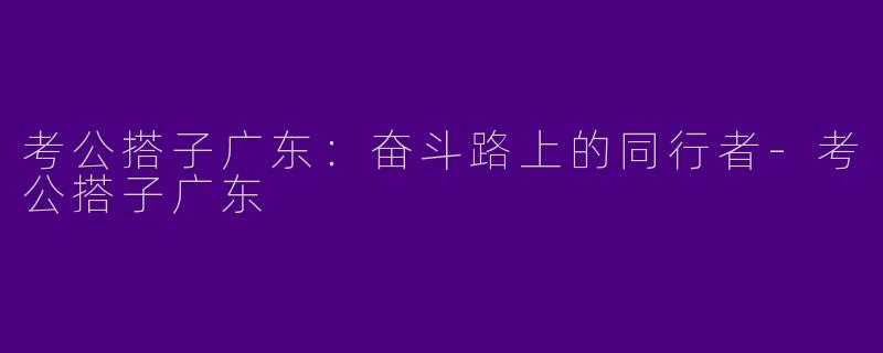 考公搭子广东：奋斗路上的同行者