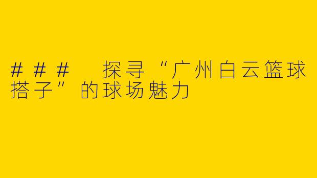 ### 探寻“广州白云篮球搭子”的球场魅力