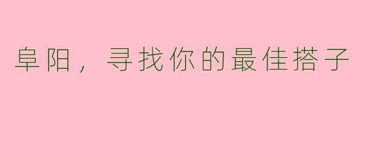 阜阳，寻找你的最佳搭子