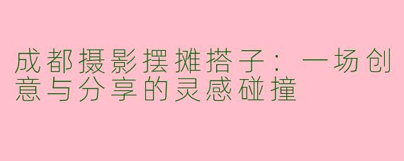 成都摄影摆摊搭子：一场创意与分享的灵感碰撞