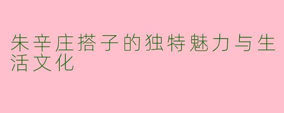朱辛庄搭子的独特魅力与生活文化
