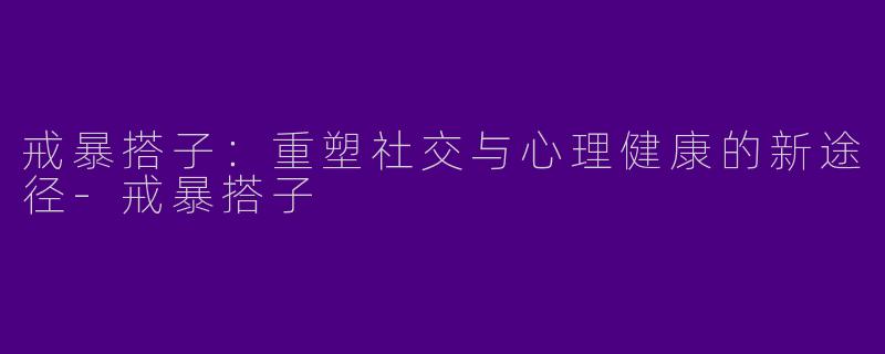 戒暴搭子：重塑社交与心理健康的新途径-戒暴搭子