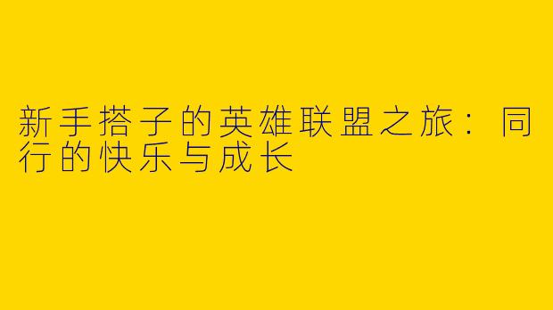 新手搭子的英雄联盟之旅：同行的快乐与成长