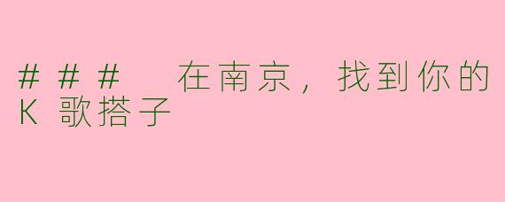 ### 在南京，找到你的K歌搭子