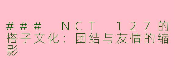 ### NCT 127的搭子文化：团结与友情的缩影